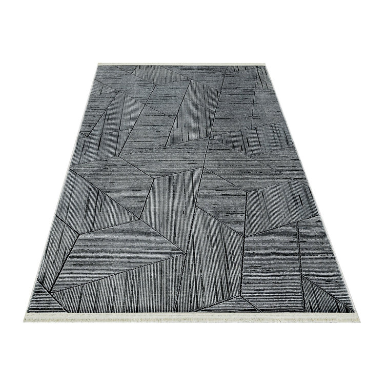 Ebern Designs Praneeth Geometric Grey Digital Print Area Rug Wayfair